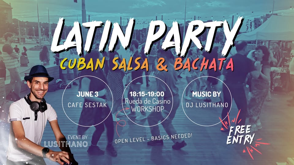 Free Latin Party and Workshop - Rueda de Casino, Cuban Salsa and Bachata - Open Air - in Cafe Sestak