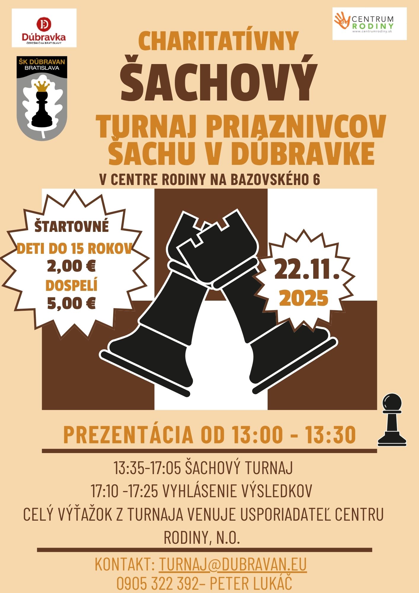 Charitatívny  Turnaj priaznivcov šachu  v Dúbravke