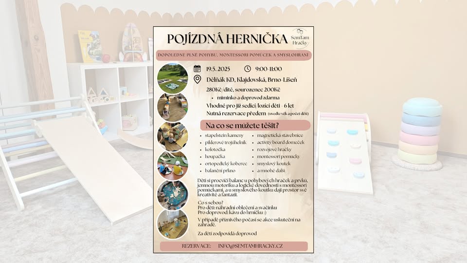 Pojízdná hernička - dopoledne plné pohybu,  montessori aktivit a smyslového hraní
