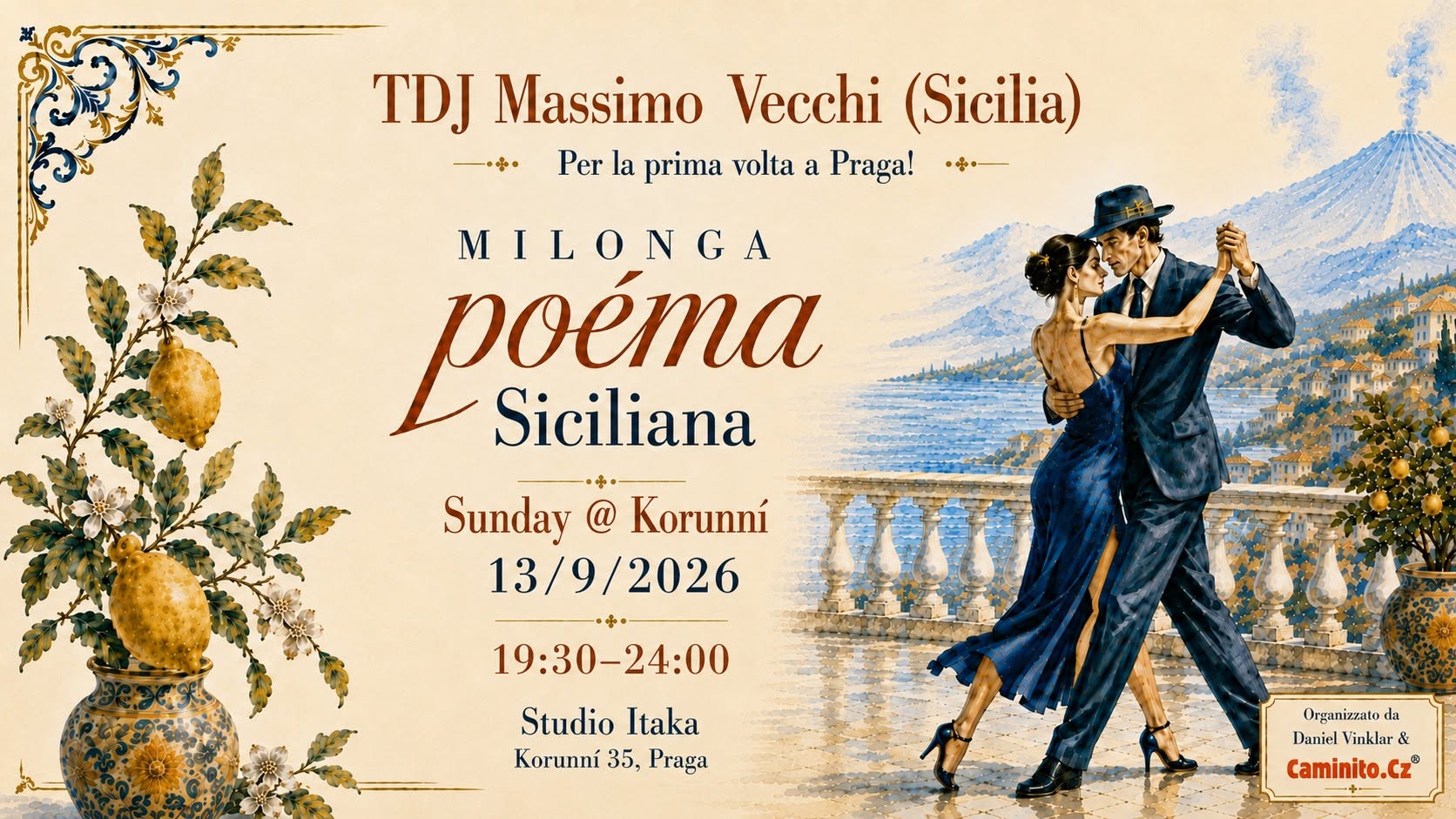 Milonga POÉMA "Siciliana" @ Korunní, TDJ Massimo Vecchi (SICILIA), 13/9/2026