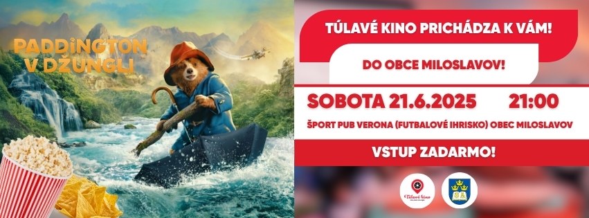 Túlavé kino príchadza do obce Miloslavov! Premietame film Paddington v džungli!