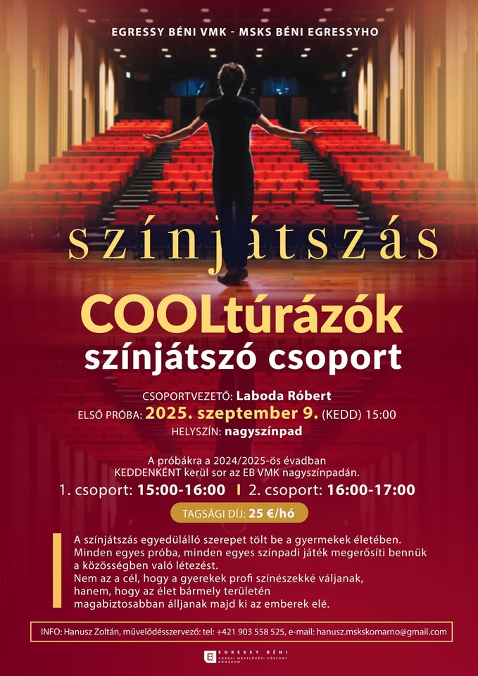 COOLtúrázók – beiratkozás az Egressy Béni VMK művészeti csoportjába – 2025/26
