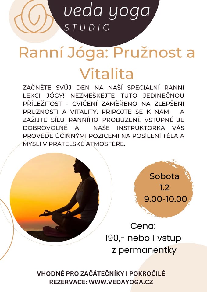 Ranní jóga pružnosti a vitality, sobota 1.2 v 9.00