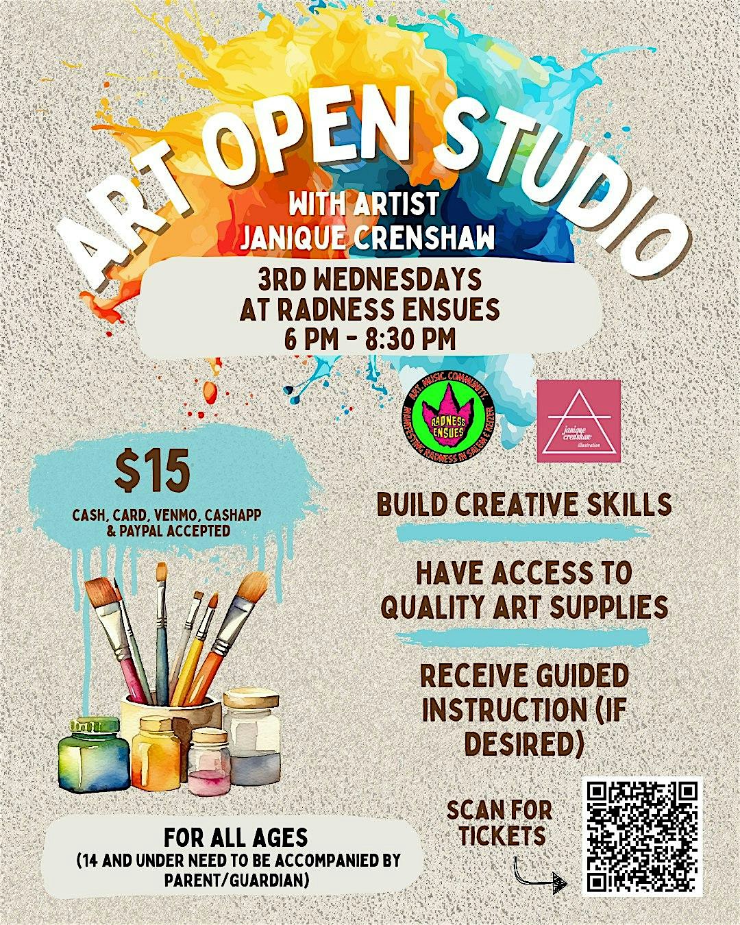 3rd Wednesday Art Open Studio at Radness Ensues