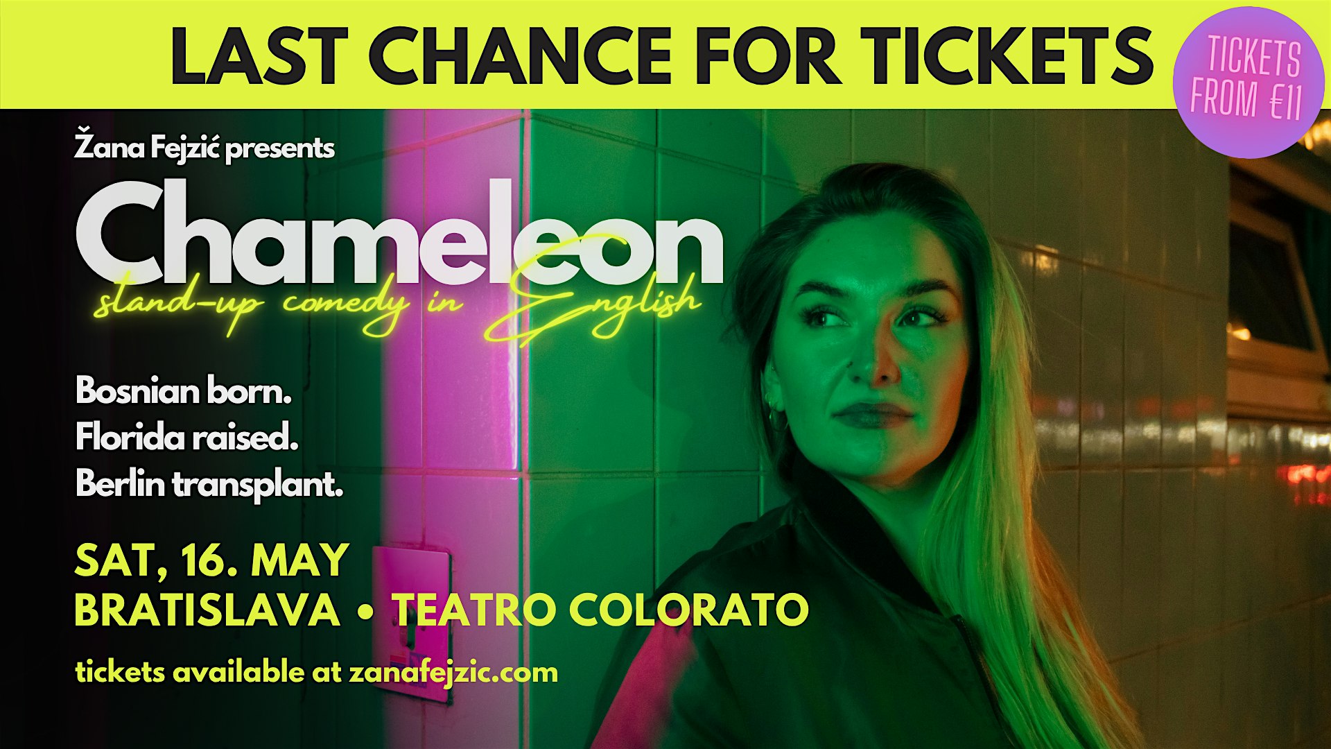 Žana Fejzić presents Chameleon: Solo English Standup Comedy (Bratislava)