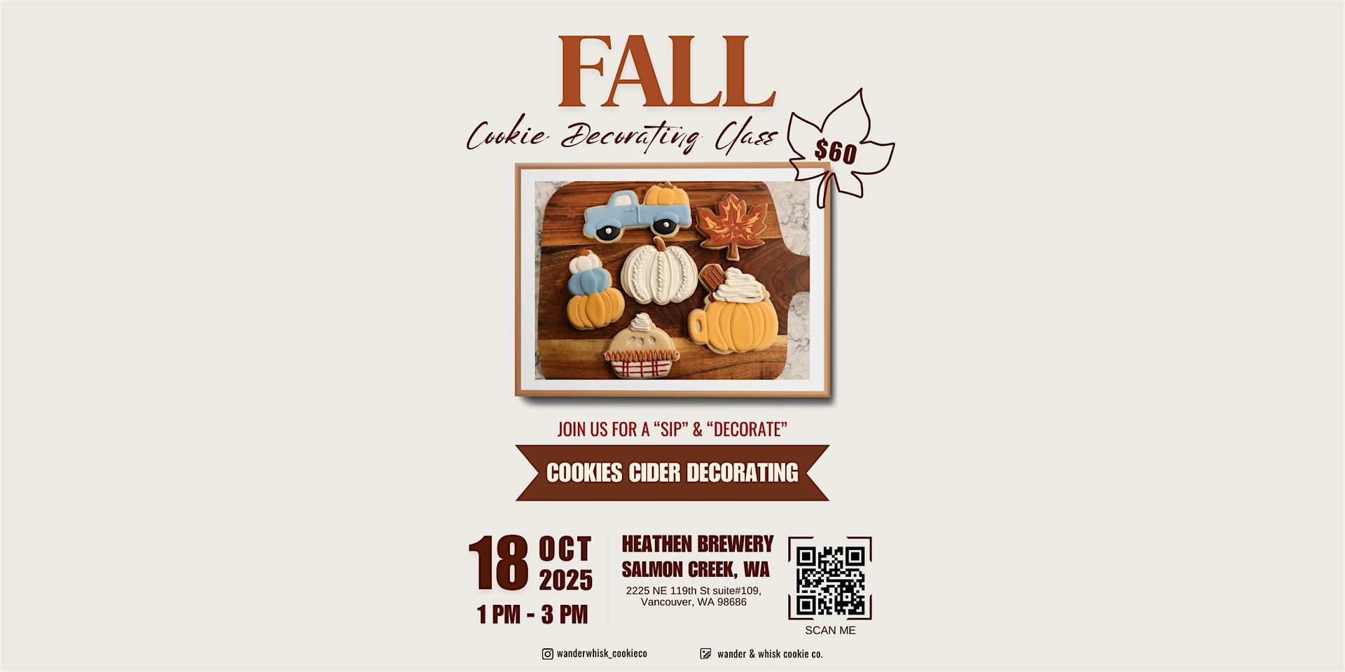"Sip" & "Decorate" Adult Fall Cookie Decorating Class