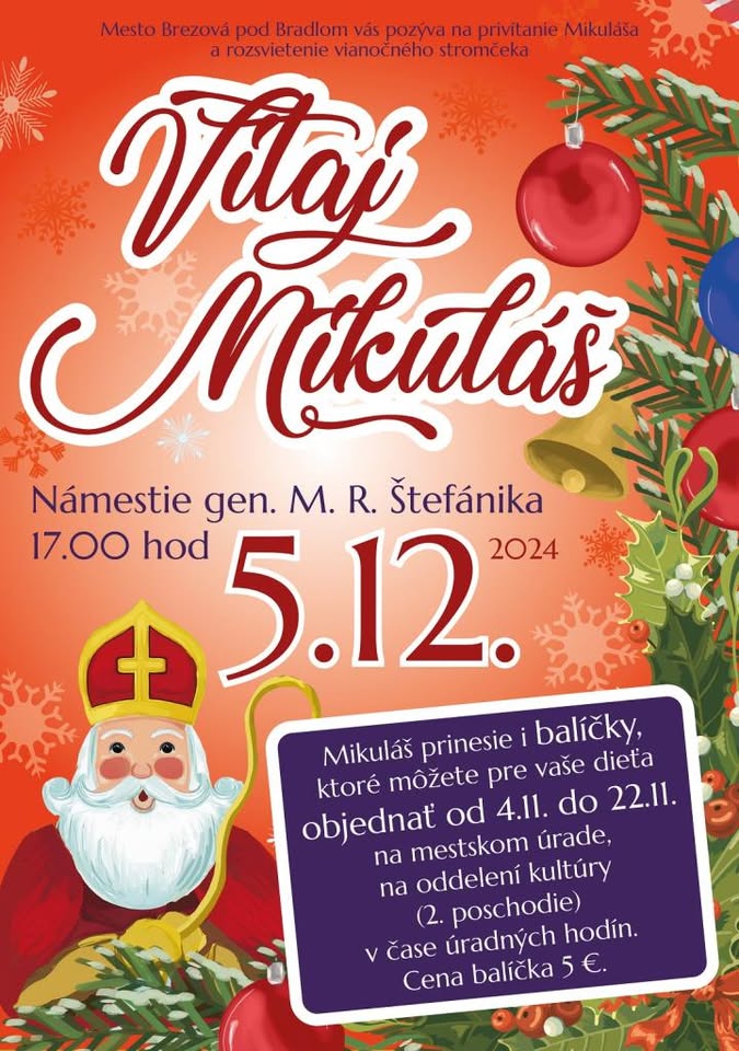 Mikuláš a rozsvietenie stromčeka v Brezovej 2024