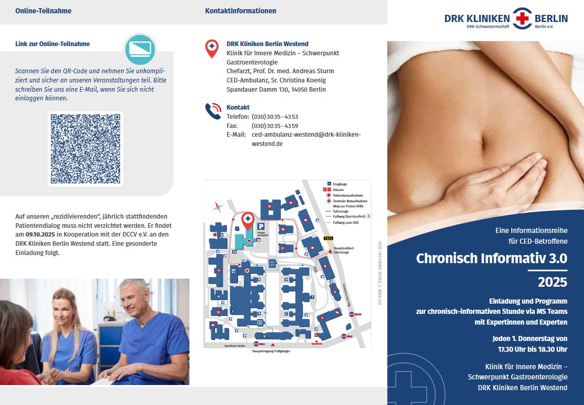 Chronisch informativ - Eine Veranstaltungsreihe für CED-Betroffene - Online der DRK Kliniken Westend
