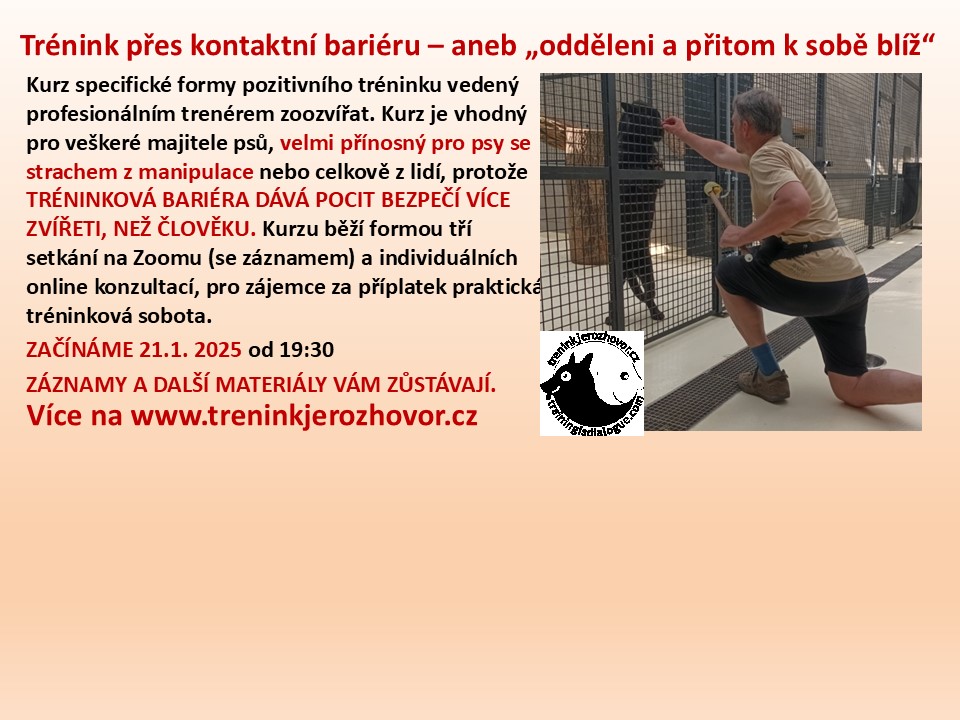 Kurz tréninku přes kontaktní bariéru – aneb „odděleni a přitom k sobě blíž“