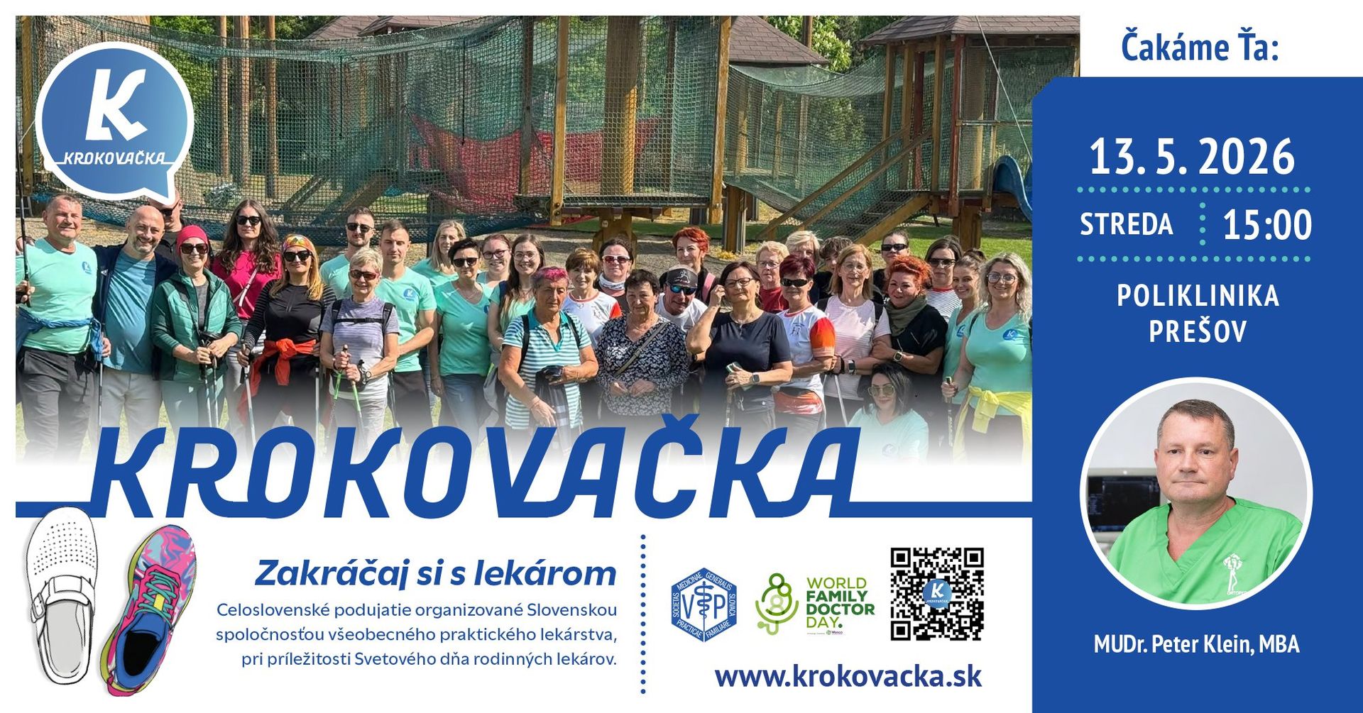 Krokovačka Prešov 2026 - MUDr. Peter Klein - Zakráčaj si s lekárom