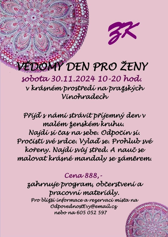 Odpočiň si, užij si den, odnes si nový pocit ze sebe a krásnou mandalu, kterou si sama namaluješ