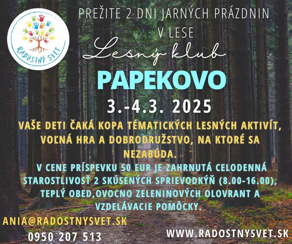 Jarné prázdniny s lesným klubom PAPEKOVO