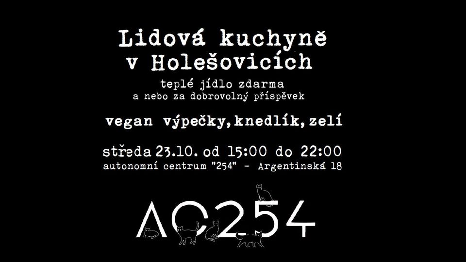 Lidová kuchyně v Holešovicích - veganské teplé jídlo zdarma pro všechny bez rozdílu - VÝPEČKY A ZELÍ