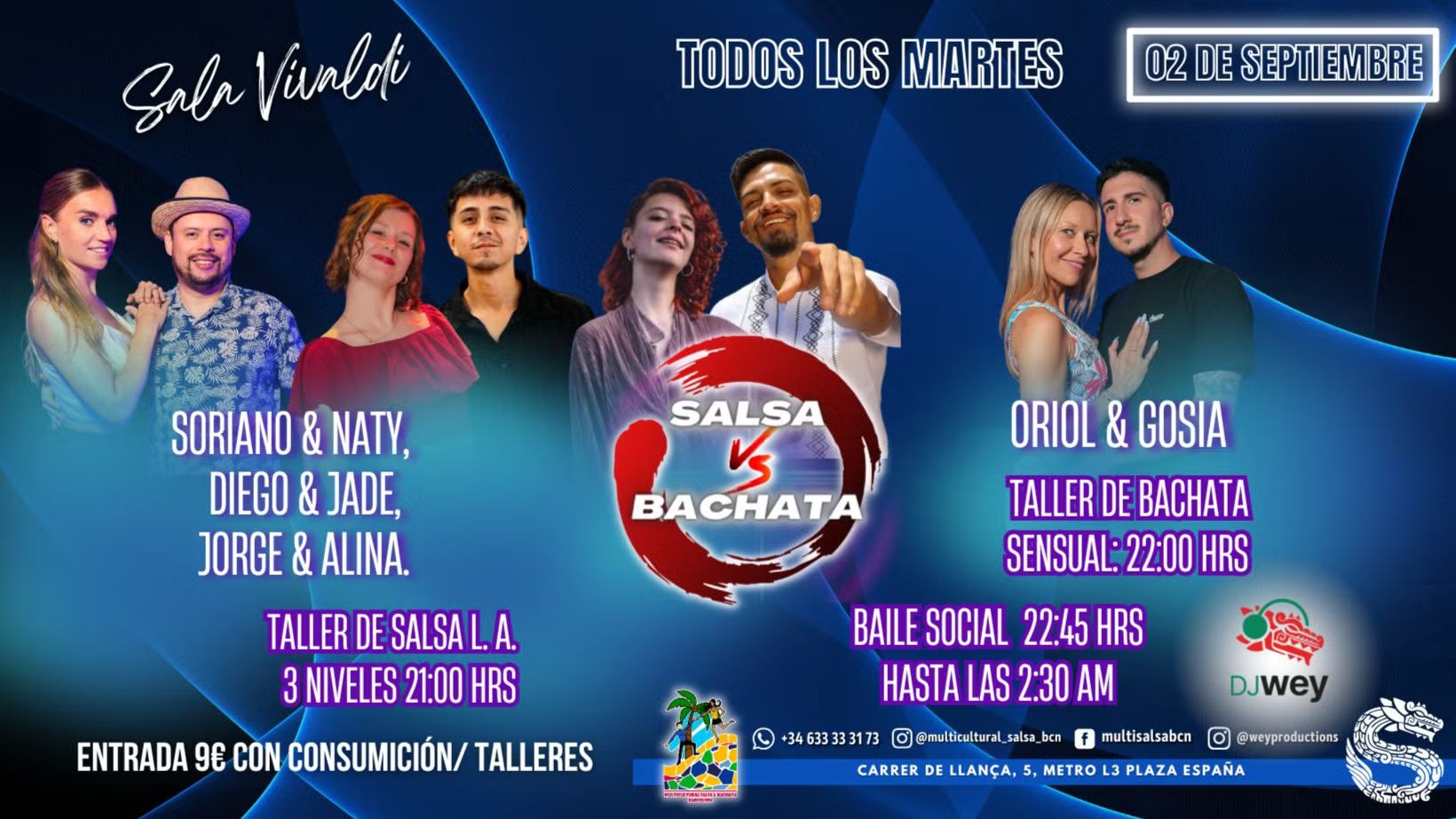 Vivaldi Salsa vs Bachata Room, Salsa Bachata Workshop + Social Dance