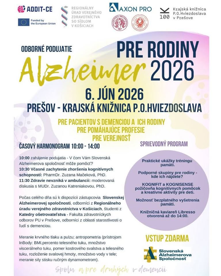 Alzheimer 2026 – odborné podujatie pre rodiny