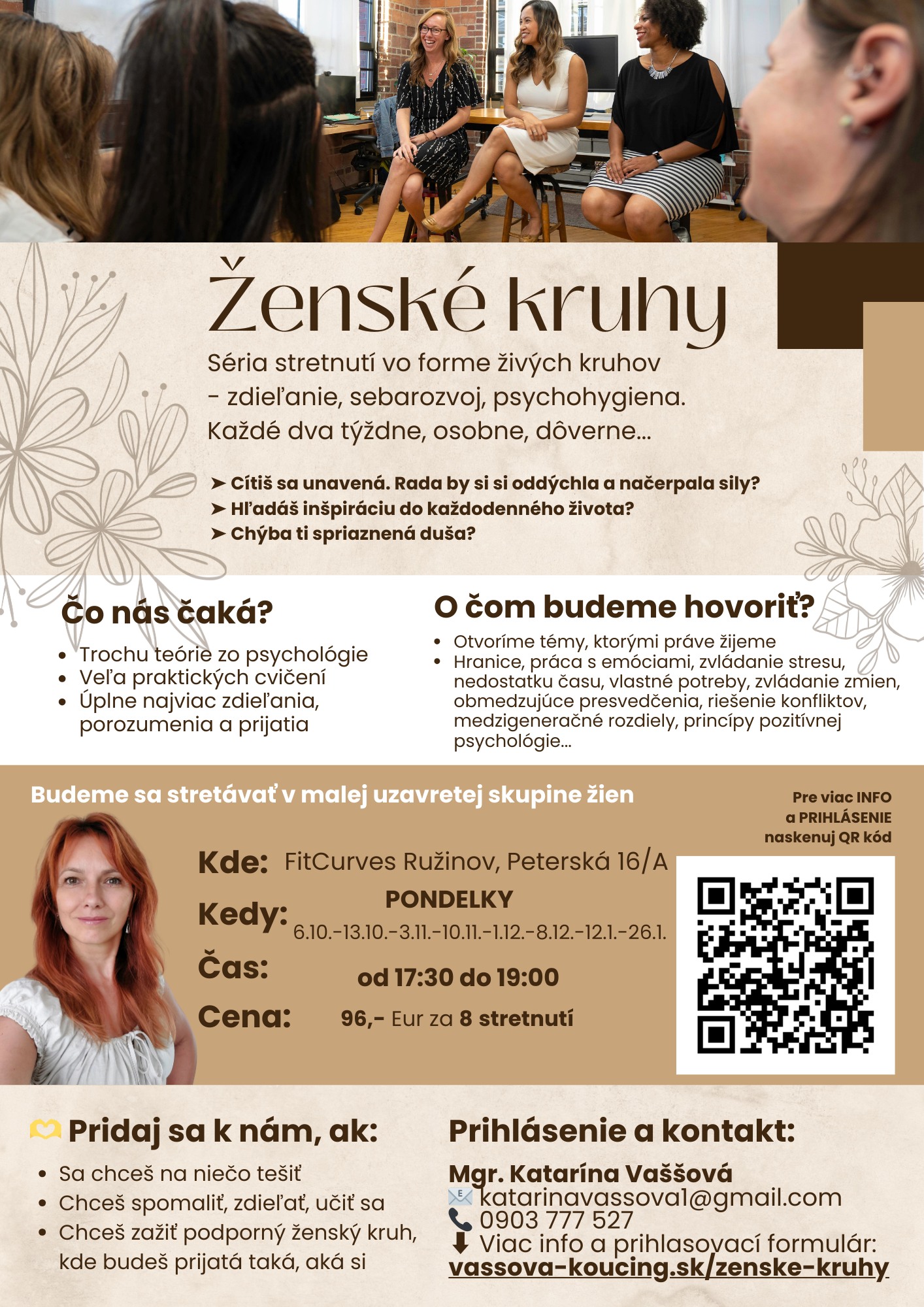 Ženské kruhy - séria stretnutí - zdieľanie, sebarozvoj, psychohygiena...