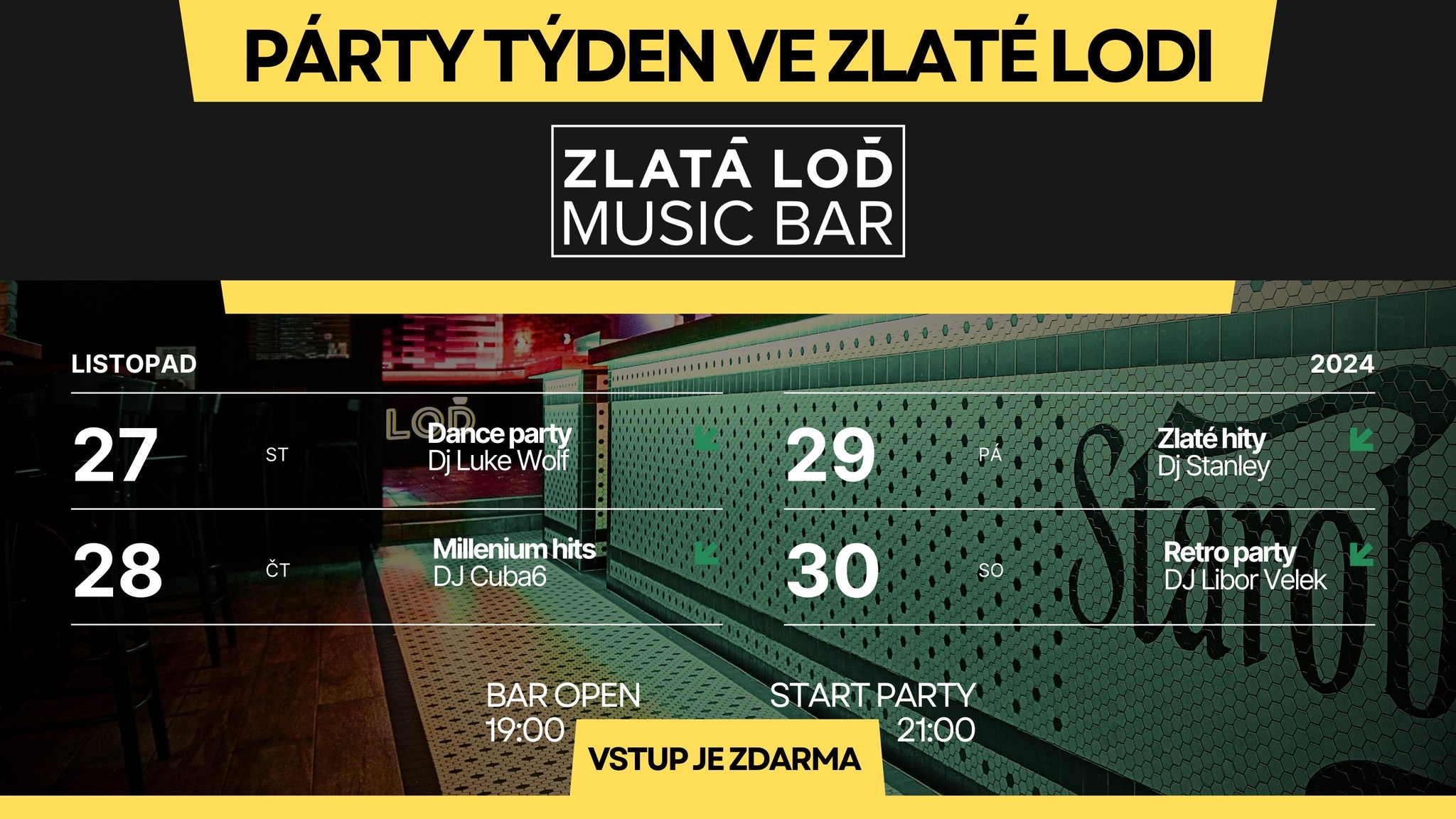 AFTERPARTY PO VÁNOČNÍCH TRZÍCH 🎄🎉 | Vstup ZDARMA | Středa až Sobota | nám. Svobody - Zlatá Loď