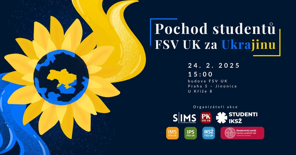 Pochod studentů FSV UK na podporu Ukrajiny