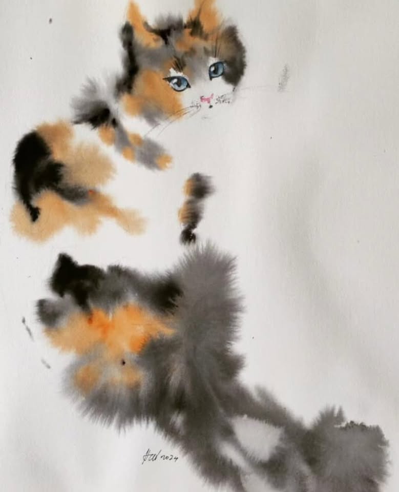 🐾 Akvarelová Cica Mica
