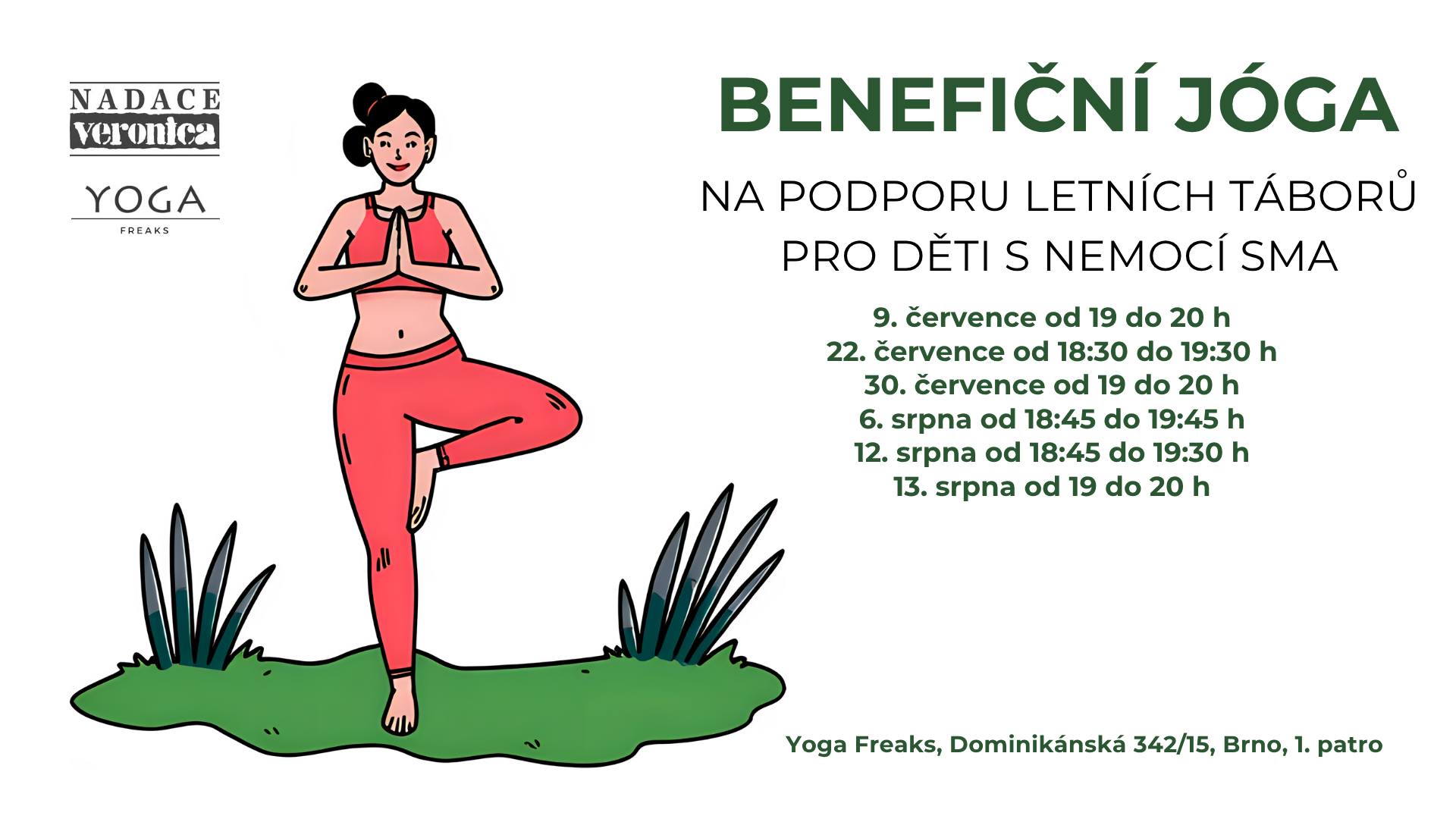 Benefiční jóga na podporu táborů pro děti s nemocí SMA