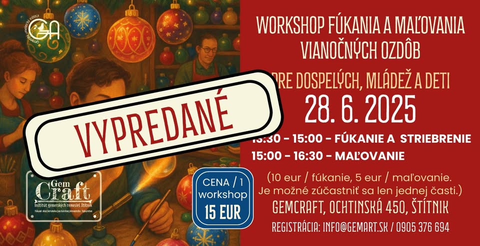 WORKSHOP FÚKANIA A MAĽOVANIA VIANOČNÝCH OZDÔB