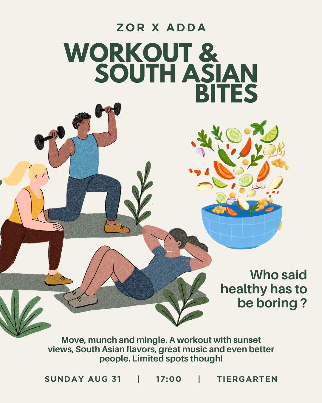 Outdoor Workout & South Asian Bites 🏋️‍♀️🌶️