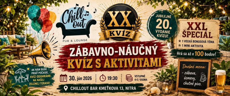 Chillout zábavno-náučný kvíz s aktivitami XX. - XXL špeciál